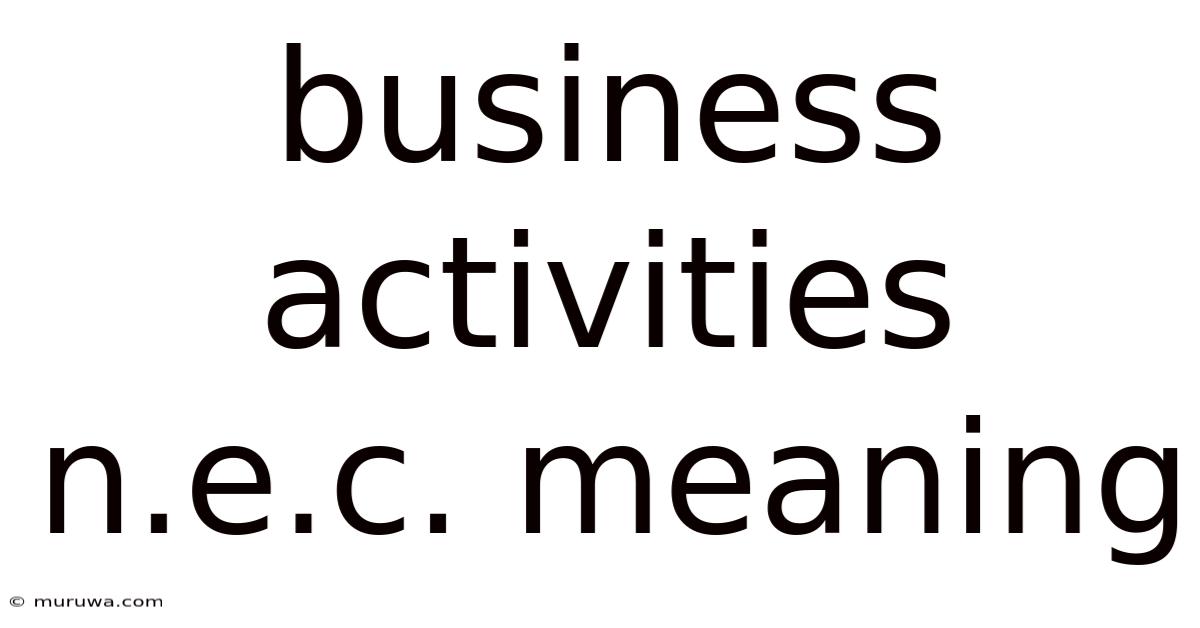 Business Activities N.e.c. Meaning