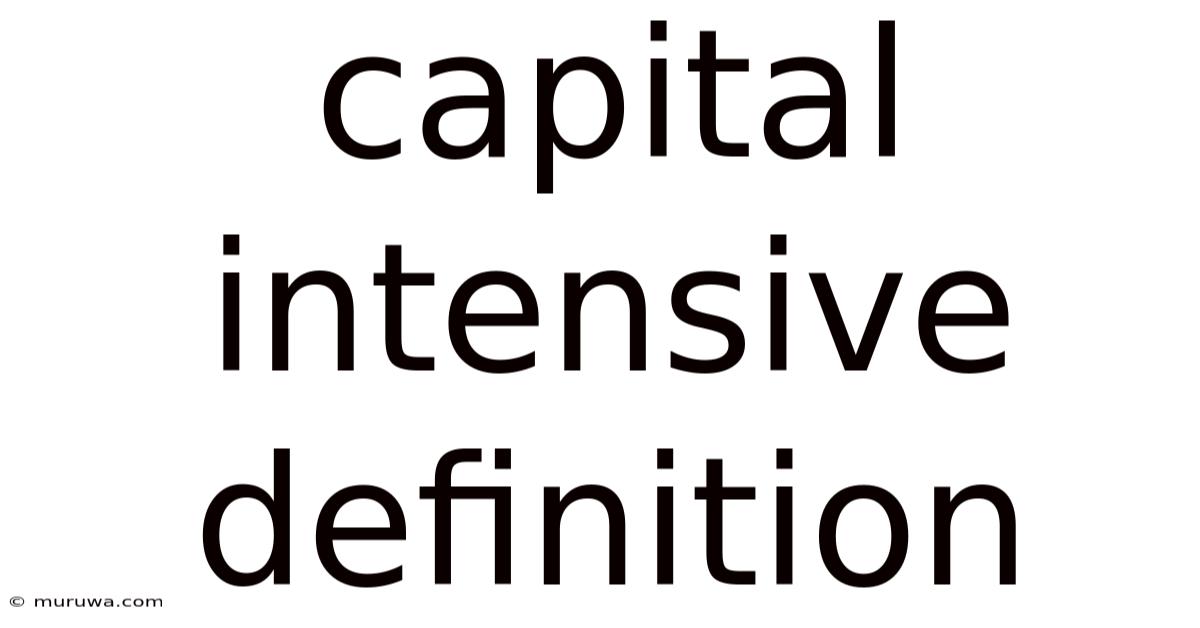 Capital Intensive Definition Capital Intensive Definition