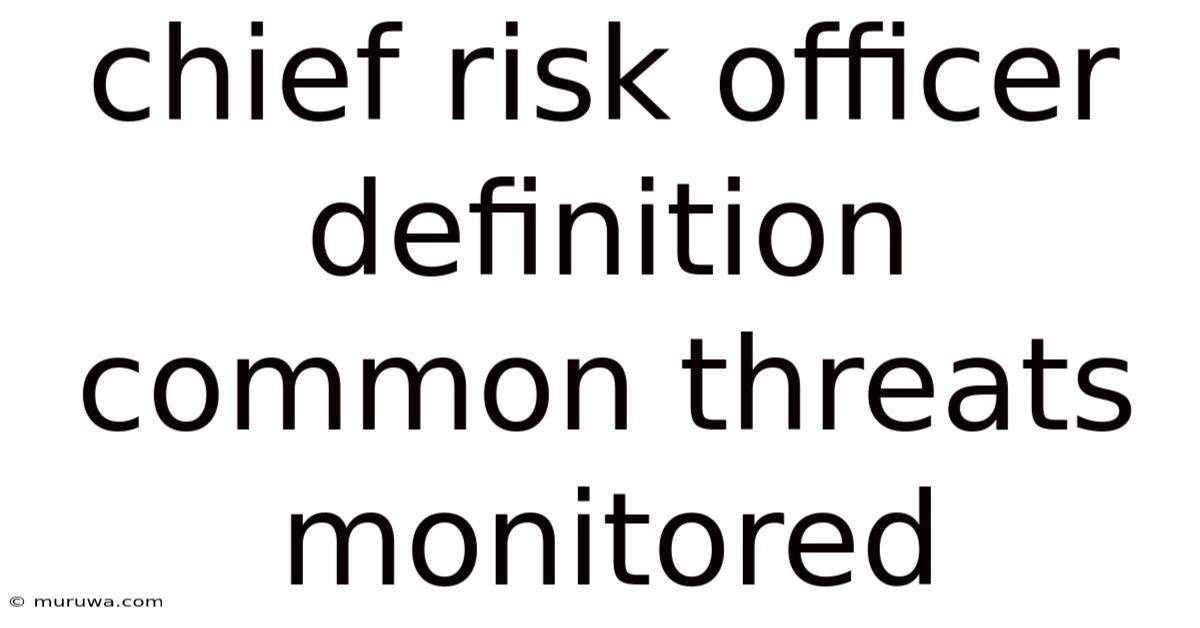 Chief Risk Officer Definition Common Threats Monitored Chief Risk Officer Definition Common Threats Monitored