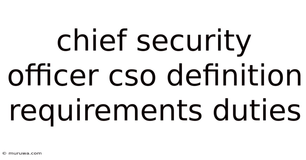 Chief Security Officer Cso Definition Requirements Duties Chief Security Officer Cso Definition Requirements Duties