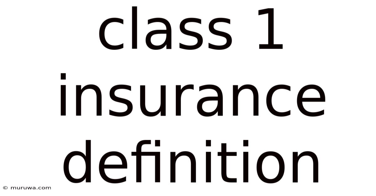 Class 1 Insurance Definition Class 1 Insurance Definition