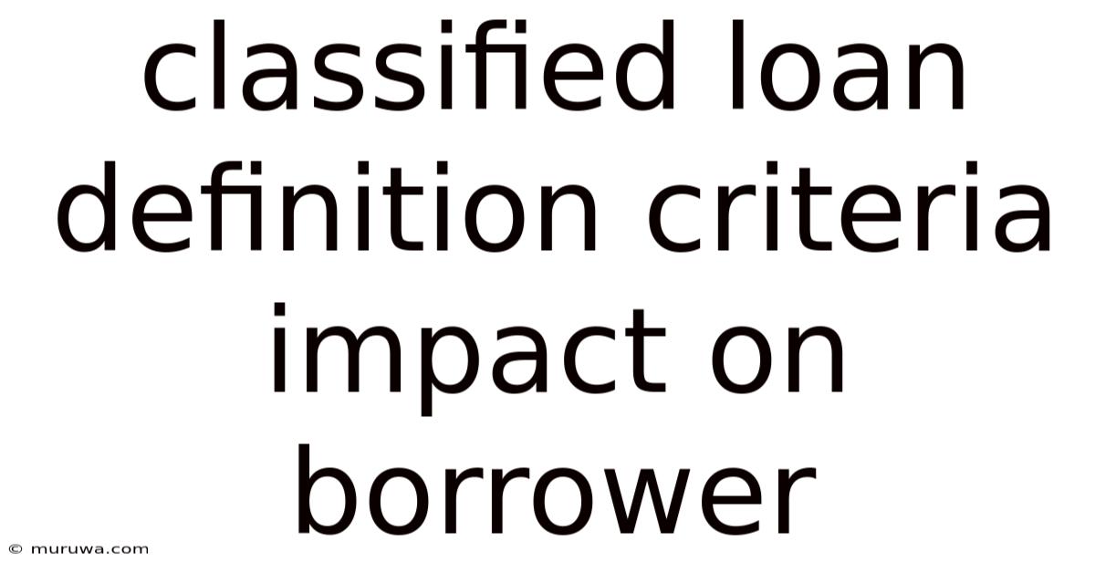 Classified Loan Definition Criteria Impact On Borrower Classified Loan Definition Criteria Impact On Borrower