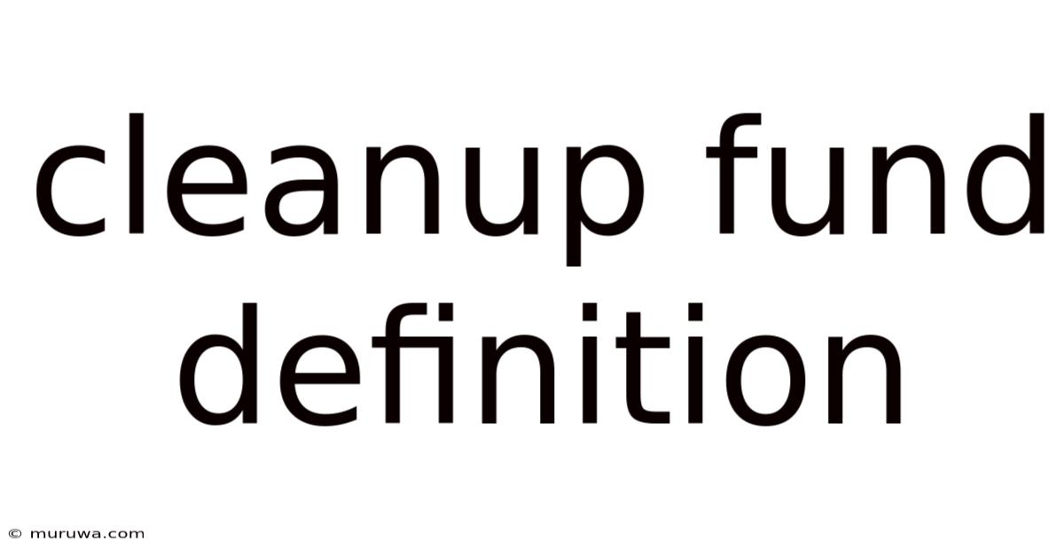 Cleanup Fund Definition Cleanup Fund Definition
