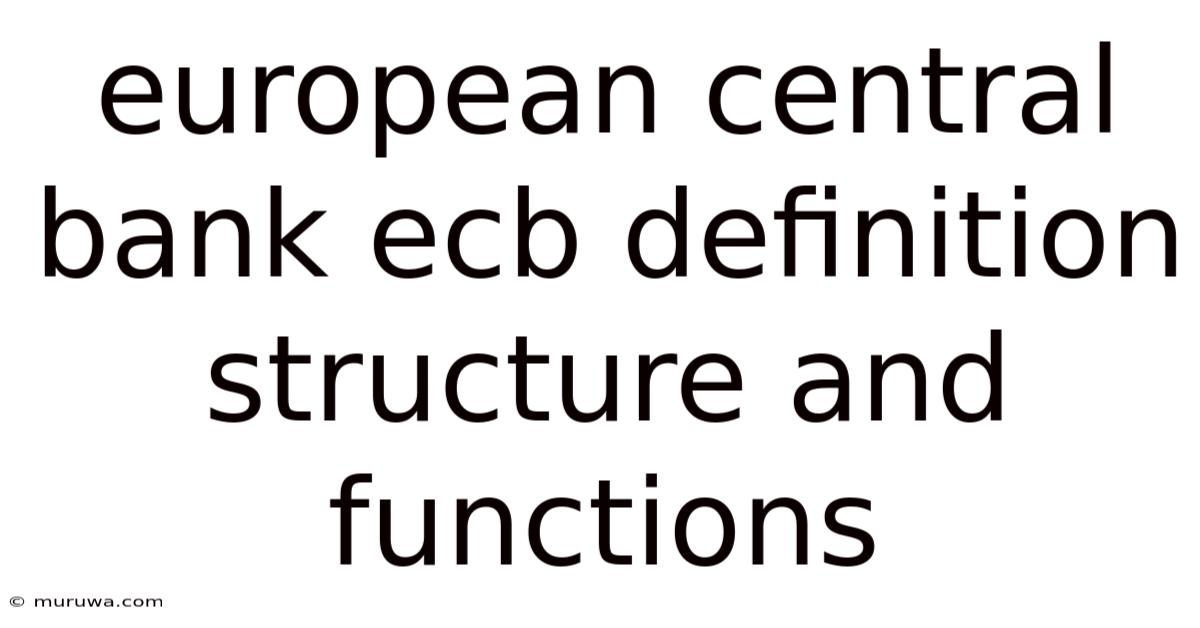 European Central Bank Ecb Definition Structure And Functions European Central Bank Ecb Definition Structure And Functions