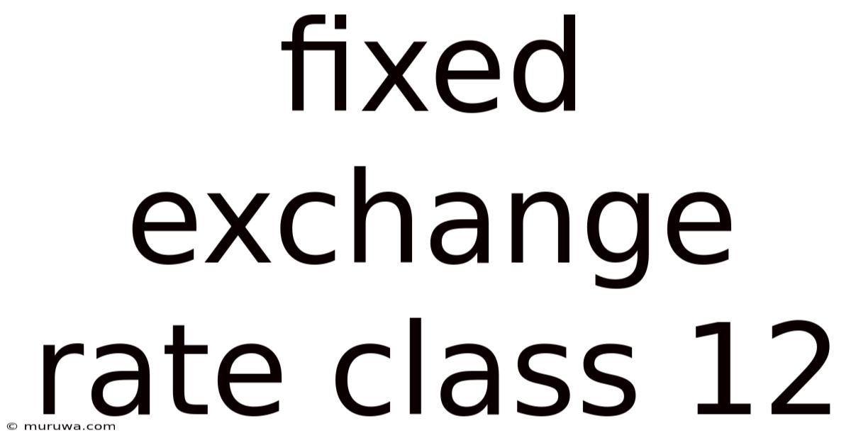 Fixed Exchange Rate Class 12 Fixed Exchange Rate Class 12