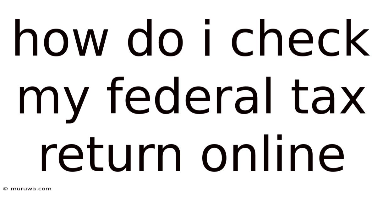 How Do I Check My Federal Tax Return Online How Do I Check My Federal Tax Return Online