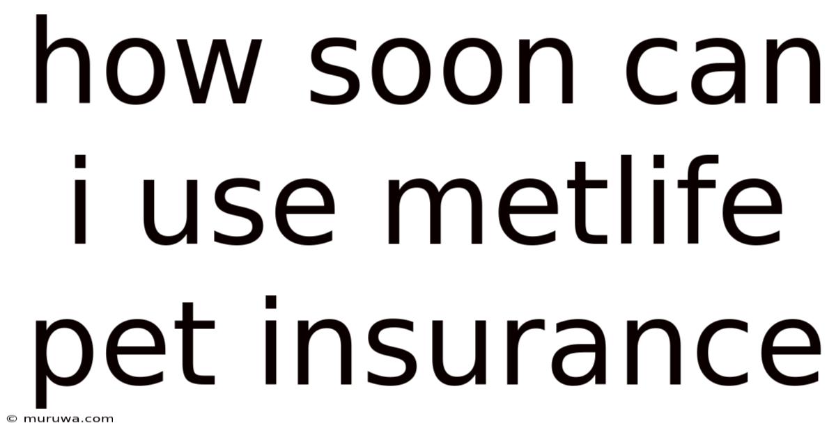 How Soon Can I Use Metlife Pet Insurance