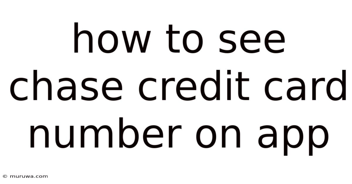 How To See Chase Credit Card Number On App