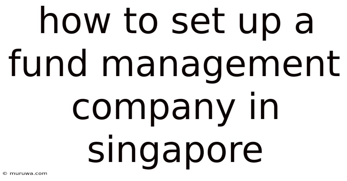 How To Set Up A Fund Management Company In Singapore