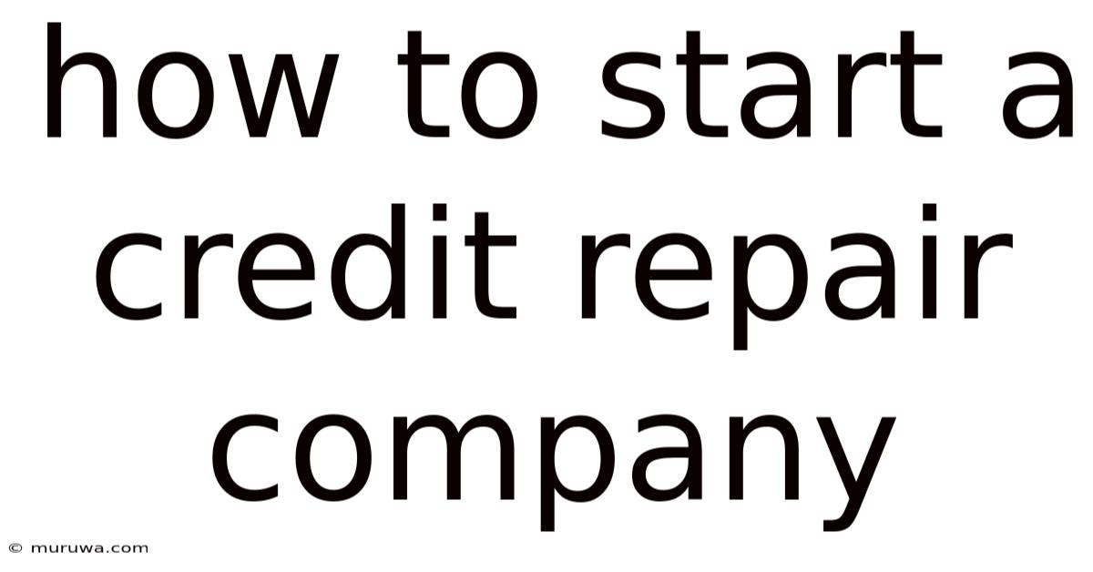 How To Start A Credit Repair Company How To Start A Credit Repair Company