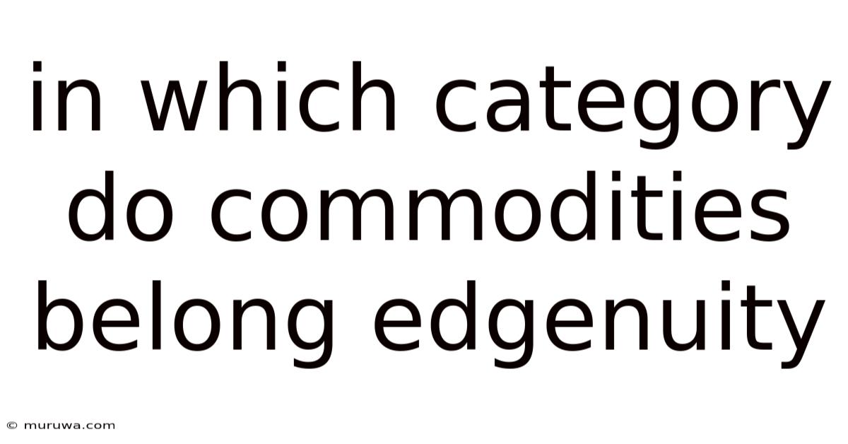 In Which Category Do Commodities Belong Edgenuity
