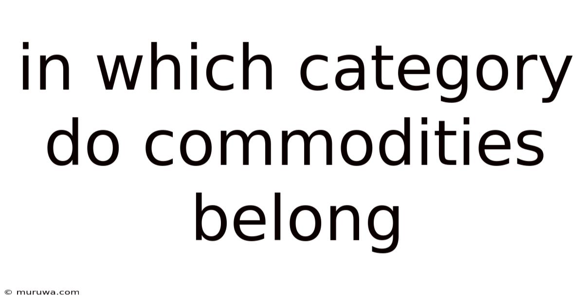 In Which Category Do Commodities Belong In Which Category Do Commodities Belong
