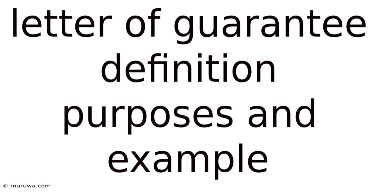 Letter Of Guarantee Definition Purposes And Example Letter Of Guarantee Definition Purposes And Example