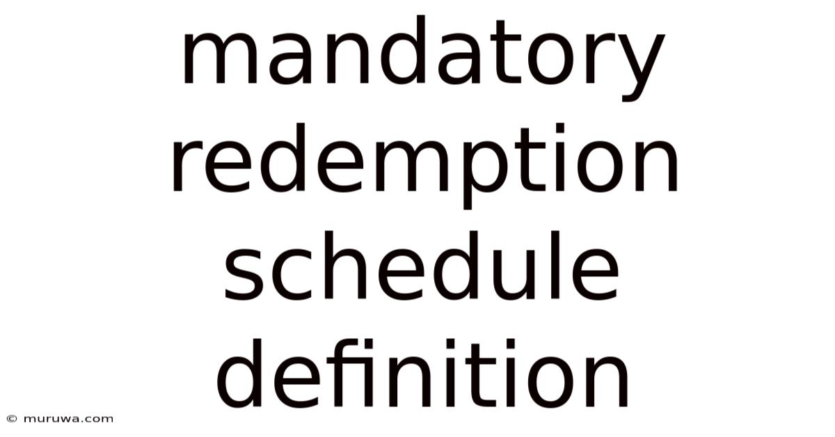 Mandatory Redemption Schedule Definition Mandatory Redemption Schedule Definition