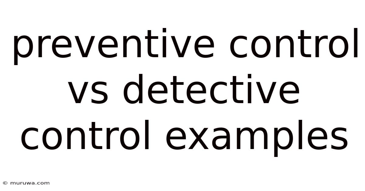 Preventive Control Vs Detective Control Examples