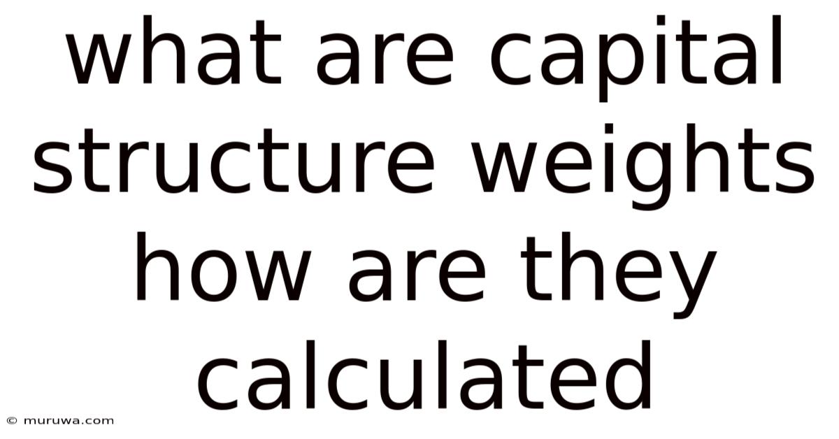 What Are Capital Structure Weights How Are They Calculated What Are Capital Structure Weights How Are They Calculated