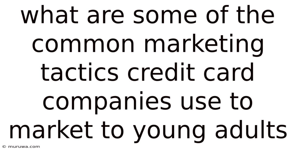 What Are Some Of The Common Marketing Tactics Credit Card Companies Use To Market To Young Adults What Are Some Of The Common Marketing Tactics Credit Card Companies Use To Market To Young Adults