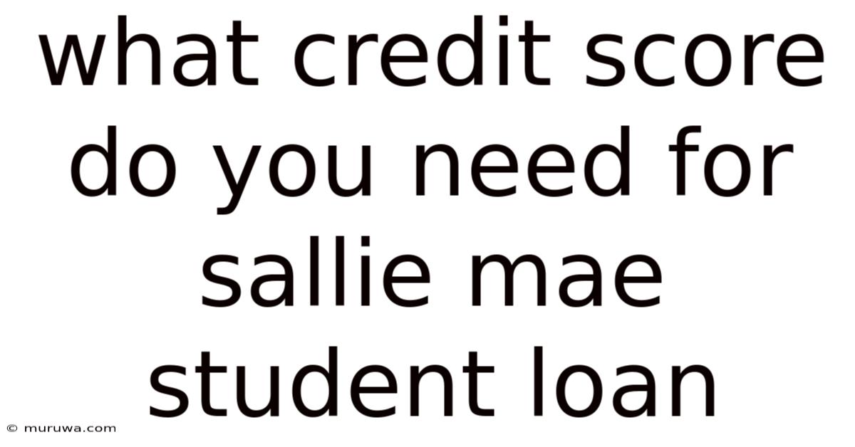 What Credit Score Do You Need For Sallie Mae Student Loan