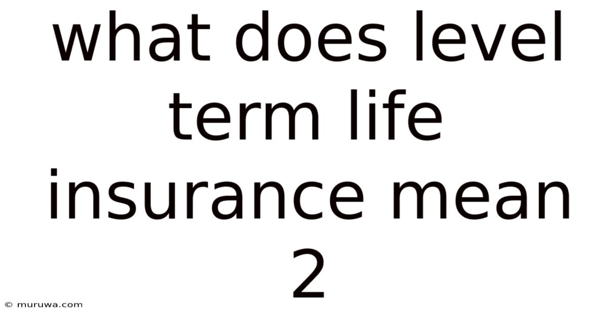 What Does Level Term Life Insurance Mean 2