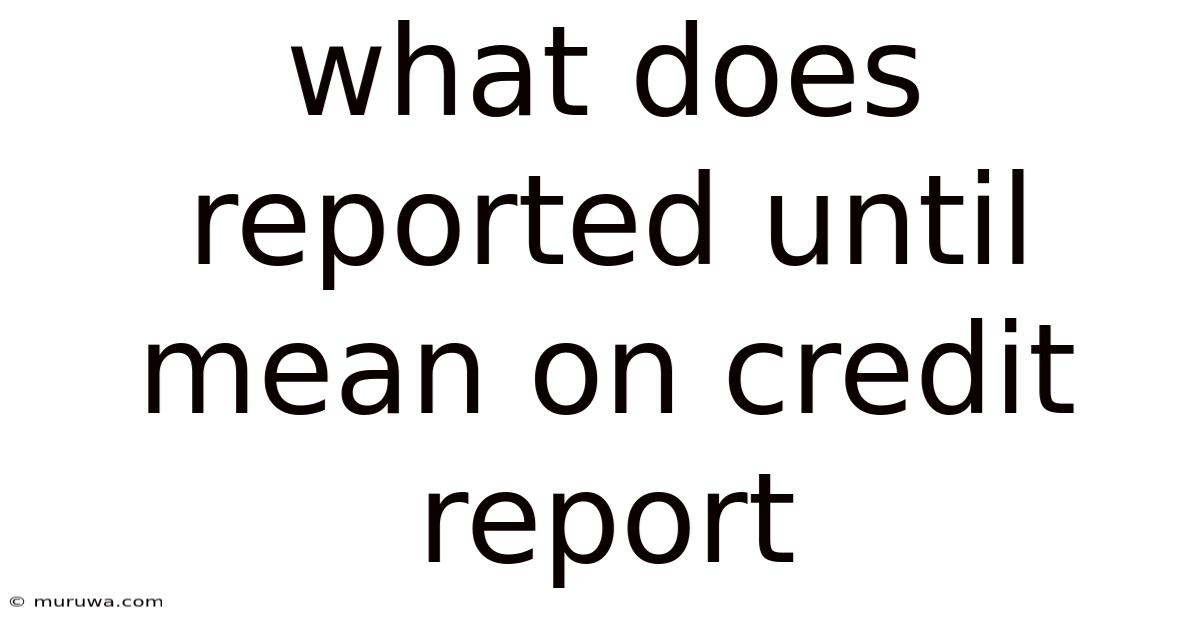 What Does Reported Until Mean On Credit Report