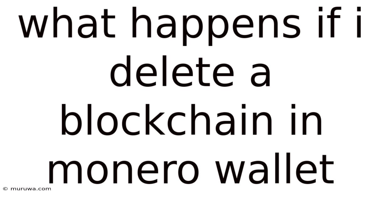 What Happens If I Delete A Blockchain In Monero Wallet What Happens If I Delete A Blockchain In Monero Wallet