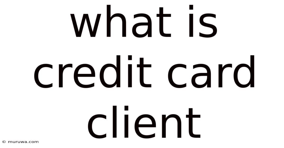 What Is Credit Card Client What Is Credit Card Client