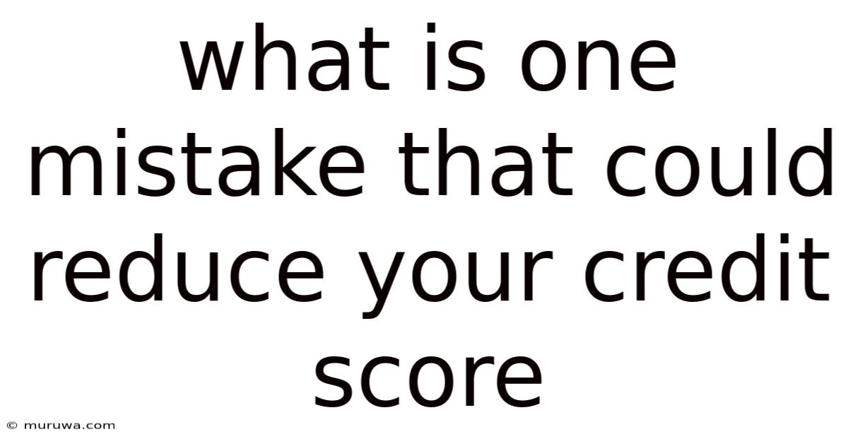 What Is One Mistake That Could Reduce Your Credit Score What Is One Mistake That Could Reduce Your Credit Score
