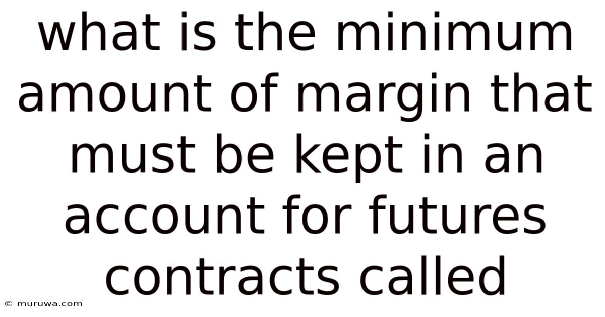 What Is The Minimum Amount Of Margin That Must Be Kept In An Account For Futures Contracts Called What Is The Minimum Amount Of Margin That Must Be Kept In An Account For Futures Contracts Called