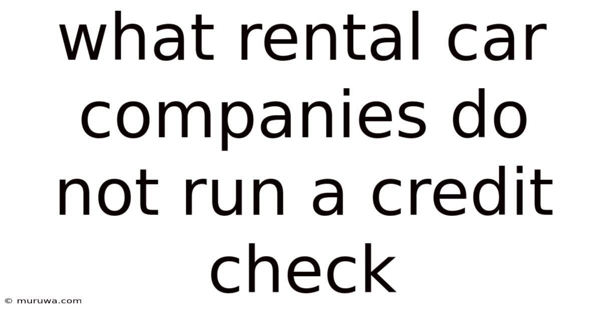 What Rental Car Companies Do Not Run A Credit Check What Rental Car Companies Do Not Run A Credit Check