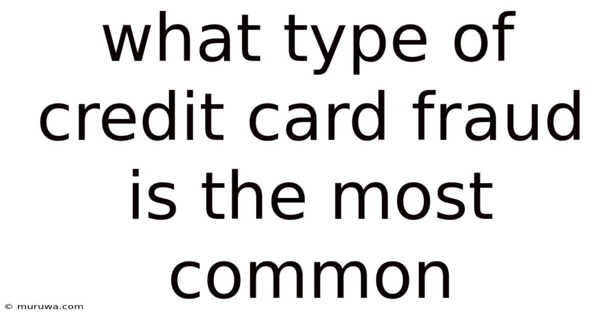 What Type Of Credit Card Fraud Is The Most Common What Type Of Credit Card Fraud Is The Most Common