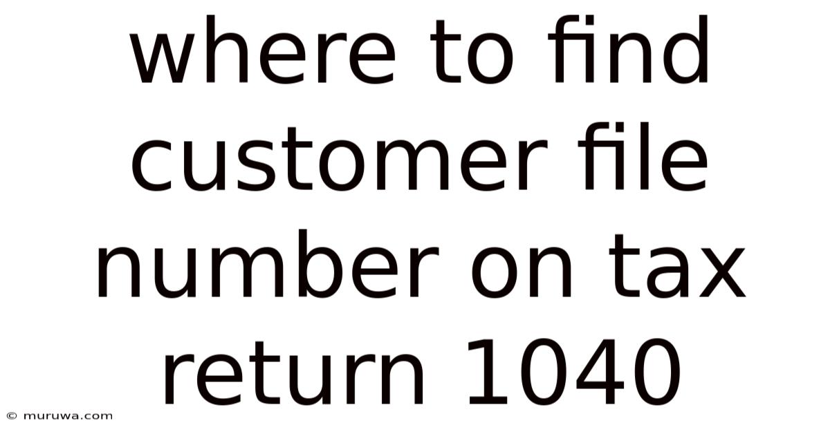 Where To Find Customer File Number On Tax Return 1040 Where To Find Customer File Number On Tax Return 1040